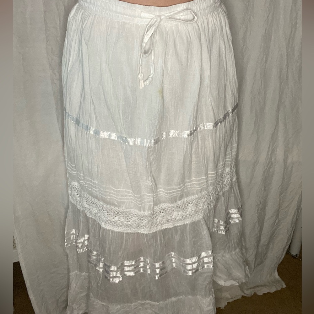 Bohemian white maxi skirt
